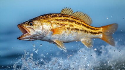 Striped Bass Leaping Out of the Water