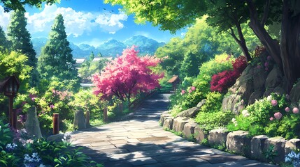Fototapeta premium Game design background anime style