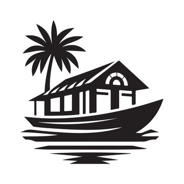 recommend clip art: High-Quality Houseboat Silhouette Vectors for Graphic Projects