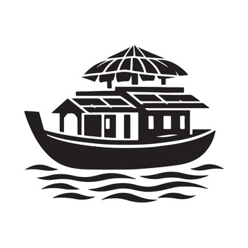 black boat on water clip art preview