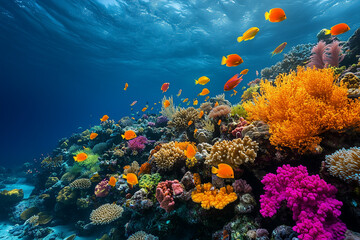 Naklejka premium Oceans with coral reefs and diverse marine life