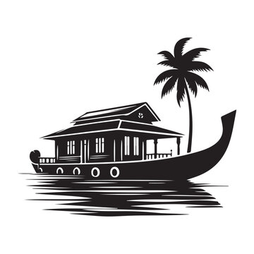 recommend clip art: High-Quality Houseboat Silhouette Vectors for Graphic Projects