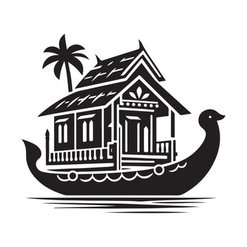 black house boat on water clip art preview