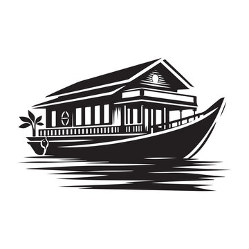 recommend clip art: High-Quality Houseboat Silhouette Vectors for Graphic Projects