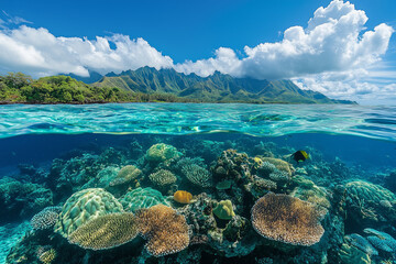 Fototapeta premium Oceans with coral reefs and diverse marine life