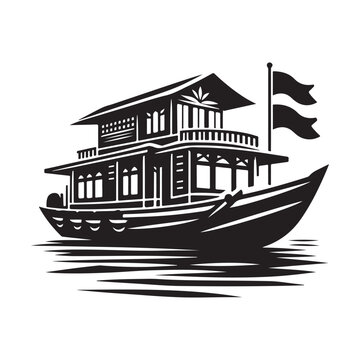 recommend clip art: High-Quality Houseboat Silhouette Vectors for Graphic Projects