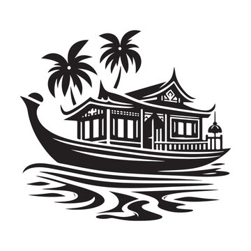 recommend clip art: High-Quality Houseboat Silhouette Vectors for Graphic Projects