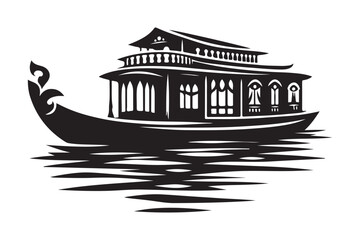 High-Quality Houseboat Silhouette Vectors for Graphic Projects