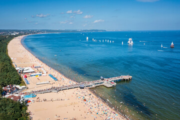 Baltic Sea scenery in Gdansk Brzezno at sailboats  parade, Poland.