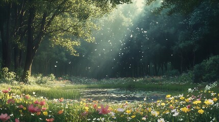 Fototapeta premium anime digital art landscape fantasy