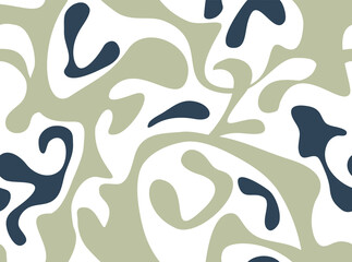 Abstract seamless pattern with dots and loopy blots. Surface pattern fill irregular spots organic shape. Hand drawn stylish abstract print. Creative contemporary template for design