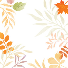 Autumn Fall Background. Floral foliage texture. Flourish leaves decor. Autumnal  Nature. Watercolor Drawing for your design