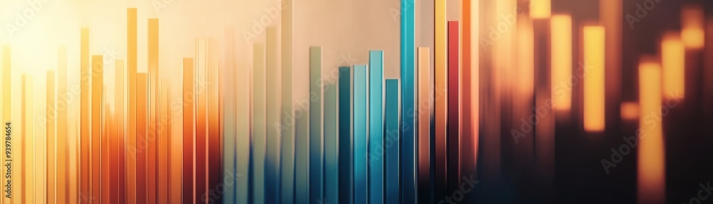 Poster abstract data visualization with vibrant colors representing growth and metrics in a modern financia