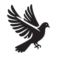 silhouette of a pigeon. Black icon and logo of pigeons
