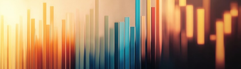 Obraz premium Abstract data visualization with vibrant colors representing growth and metrics in a modern financial landscape.