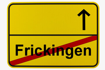 Fototapeta premium Illustration eines Ortsausgangsschildes von Frickingen in Baden-Württemberg
