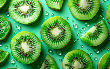 Fototapeta premium Kiwi on a turquoise background