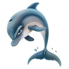 Naklejka premium Dolphin Sadness emotion fantasy animal cartoon isolated whitebackground
