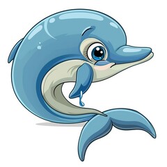 Obraz premium Dolphin Sadness emotion fantasy animal cartoon isolated whitebackground