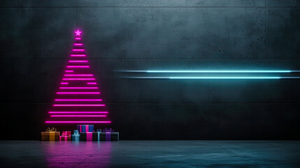 Futuristic Christmas Tree A Visionary Display of Holiday Spirit with a Modern Colorful Design Illuminating the Night Symbolizing Innovation and the Future of Festive Traditions