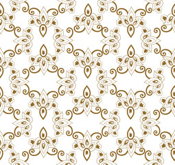 Arabesque floral seamless pattern. Flourish ornamental texture in damask asian style.