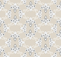 Arabesque floral seamless pattern. Flourish ornamental texture in damask asian style.