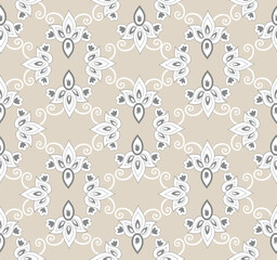 Arabesque floral seamless pattern. Flourish ornamental texture in damask asian style.