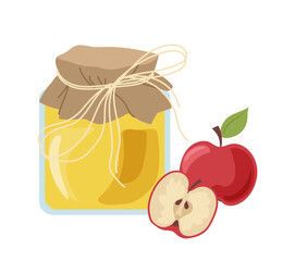 Conserved apple jam traditional preserved nutrient for healthy breakfast in winter isolated on white