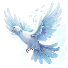 Fototapeta premium Dove Aether animal cartoon isolated whitebackground 16:9