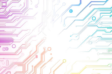 Bright abstract background featuring colorful circuit board lines and dots, symbolizing technology and digital connectivity.
