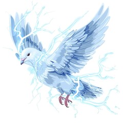 Obraz premium Dove Lightning element animal cartoon isolated whitebackground 16:9