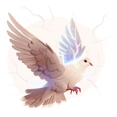 Fototapeta premium Dove Lightning element animal cartoon isolated whitebackground 16:9