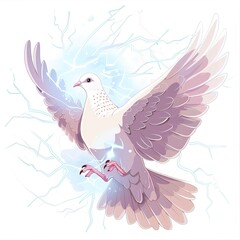 Obraz premium Dove Lightning element animal cartoon isolated whitebackground 16:9