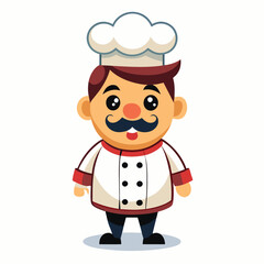 Cartoon Chef Character on white background 