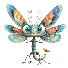 Dragonfly Gratitude emotion fantasy animal cartoon isolated whitebackground