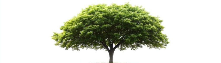 Isolated Green Tree with Lush Foliage, White Background, Single Tree, Nature, Photography, Tree Silhouette, Tree