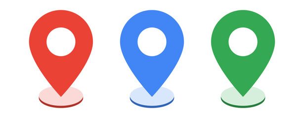 location map pointer icon 3d, place pin marker sign - isometric red gps map pointers in flat style, destination symbols. location pin line icon, Navigation sign
