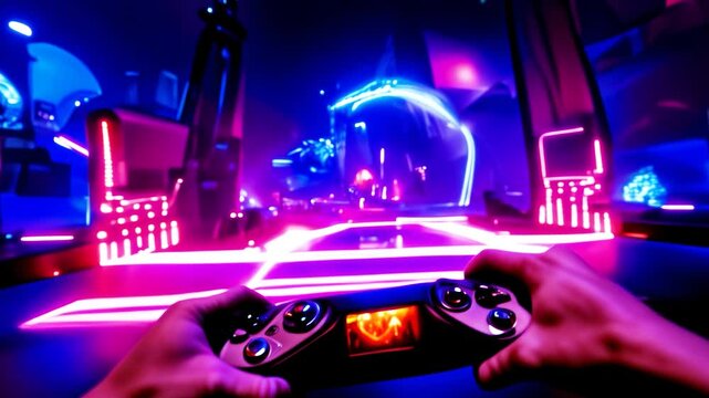 Gamer navigating a virtual environment