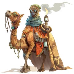 Obraz premium Dromedary Alchemist Occupation fantasy animal cartoon isolated whitebackground