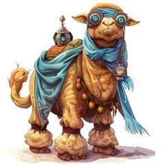 Obraz premium Dromedary Alchemist Occupation fantasy animal cartoon isolated whitebackground