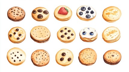 Obraz premium Cookies set. White background. Watercolor illustrations