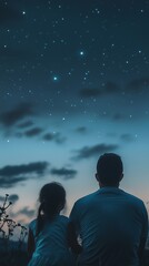 father and daughter gazing at the stars in awe