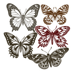 Butterfly Silhouette Vector, Intricate Monarch Butterfly Clipart, Black and White Detailed Butterfly Illustration, Perfect for Nature-Themed Art, Wildlife Designs, and Garden Graphics