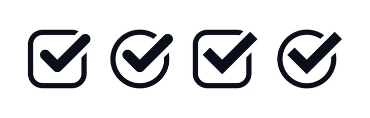 check mark icon button set. check box icon with right or correct buttons and yes checkmark tick box icons - checkbox symbol sign. check mark box square frame. vector illustration
