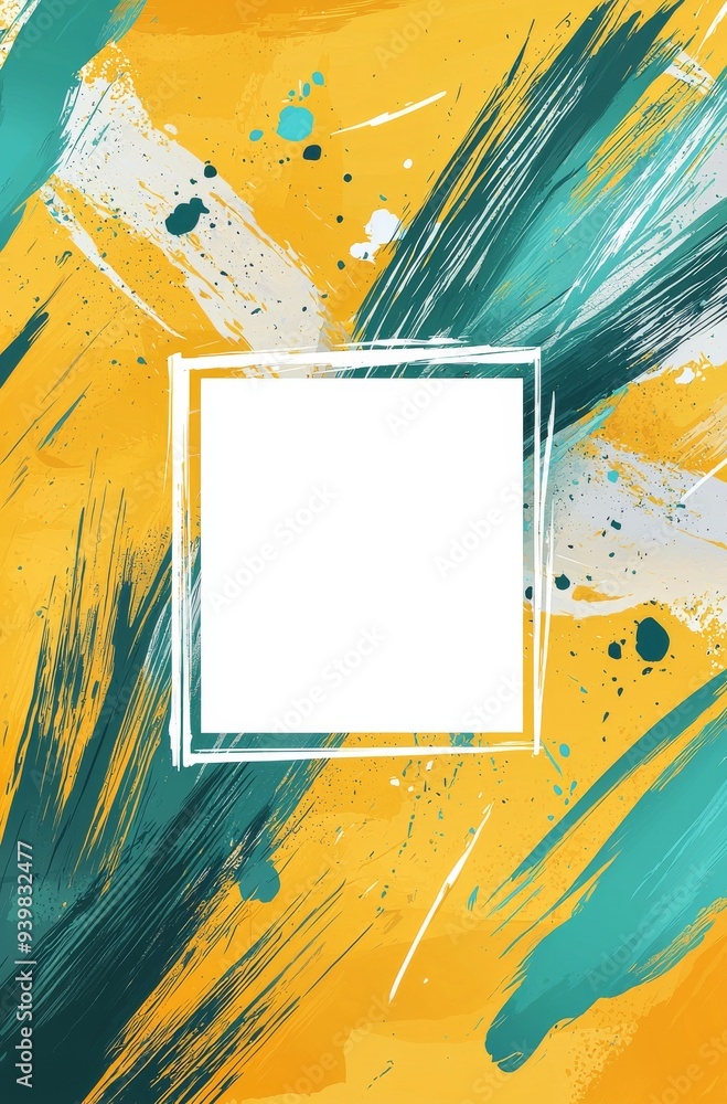 Poster abstract colorful background with paint splashes and blank white space for text