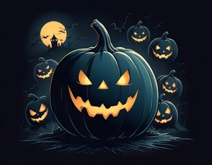 Halloween pumpkin design for t-shirt 