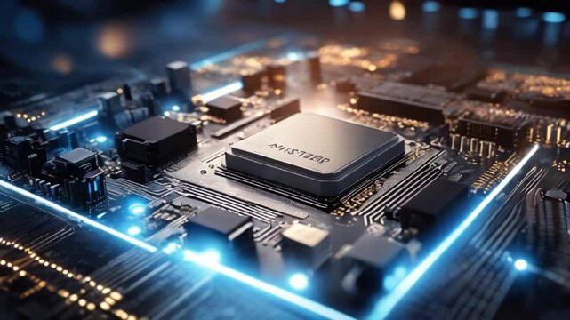 高度なマイクロプロセッサがマザーボードに接続されAIがアクティブ化される瞬間