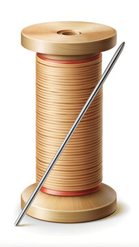 recommend clip art: Spool of thread and sewing needle vector isolated illustration