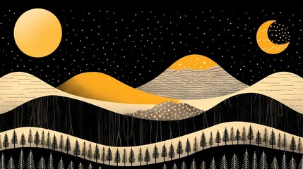 night landscape illustration 