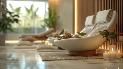 A modern spa setting highlighting a pedicure treatment, emphasizing refreshing and pampering aspects.